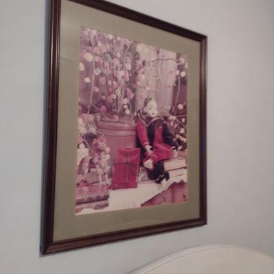 Clown Sitting Under Gumdrop Tree Art Print- Framed Under Glass- Approx 22" x 25 1/2"