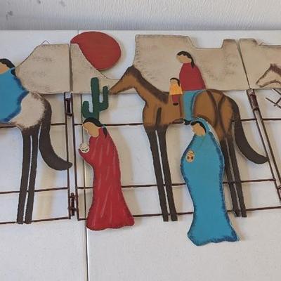 39" x 17" Southwestern Metal 3 Panel Fireplace Screen/Wall Art