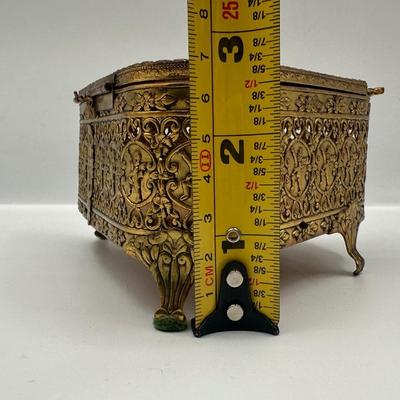Victorian Gold & Beveled Glass Footed Jewelry Case