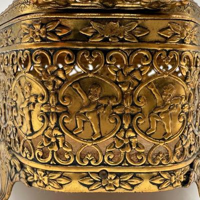 Victorian Gold & Beveled Glass Footed Jewelry Case