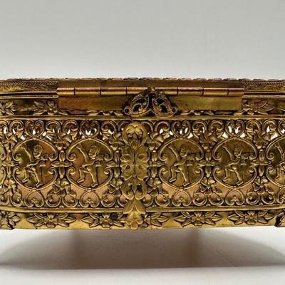 Victorian Gold & Beveled Glass Footed Jewelry Case