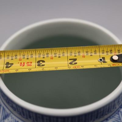 Large Blue & White Jar With Lion Handle