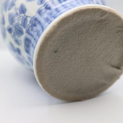 Large Blue & White Jar With Lion Handle