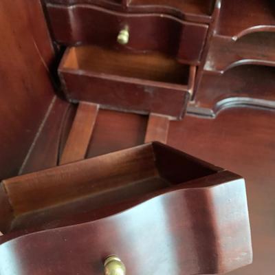 Chippendale Style Solid Wood Desk w/ Hidden Drawer