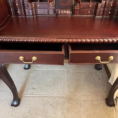 Chippendale Style Solid Wood Desk w/ Hidden Drawer