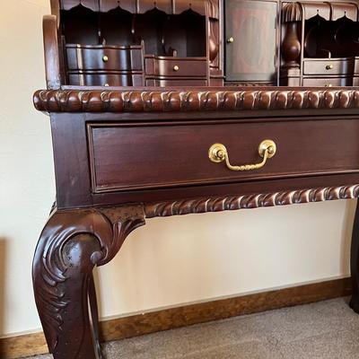 Chippendale Style Solid Wood Desk w/ Hidden Drawer