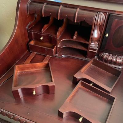 Chippendale Style Solid Wood Desk w/ Hidden Drawer