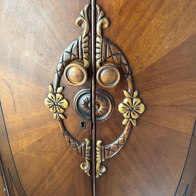 Vintage Carved Wood Armoire Wardrobe