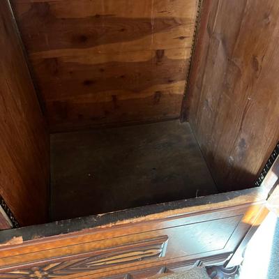 Vintage Carved Wood Armoire Wardrobe