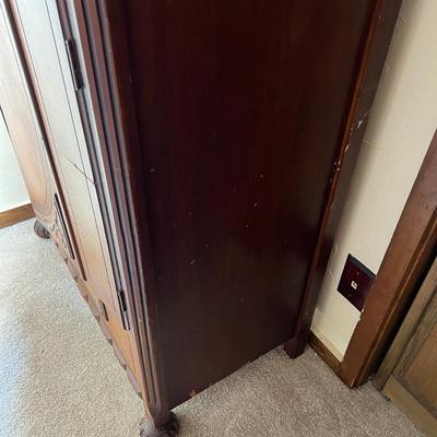 Vintage Carved Wood Armoire Wardrobe