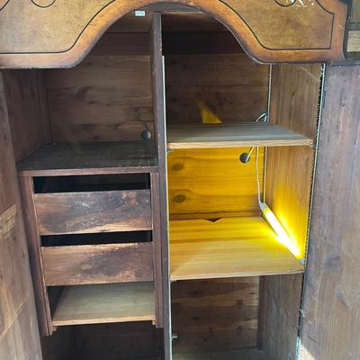 Vintage Carved Wood Armoire Wardrobe