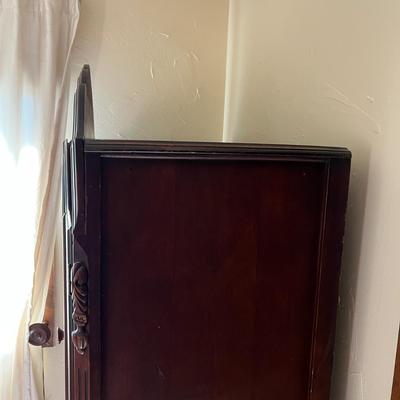 Vintage Carved Wood Armoire Wardrobe