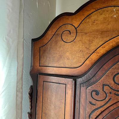 Vintage Carved Wood Armoire Wardrobe