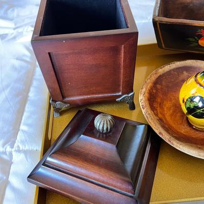 Decorative Lot - Vintage, Wood, Trays, Etc.