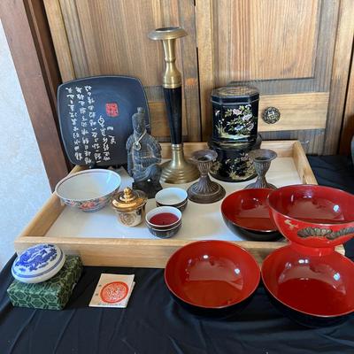 Mixed Decorative Lot - Vintage, Tins, Asian Decor
