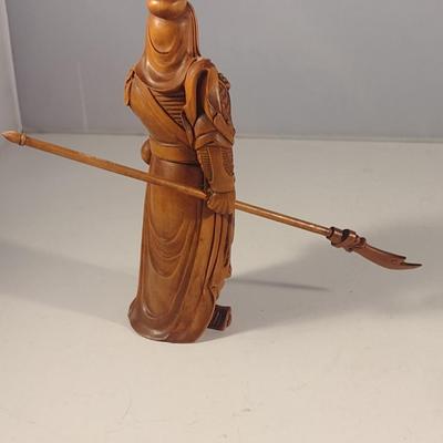Guan Yu Carved Wooden Asian Figurine- Approx 6 1/2" Tall