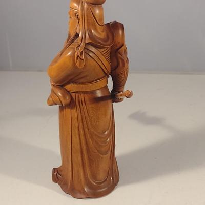 Guan Yu Carved Wooden Asian Figurine- Approx 6 1/2" Tall
