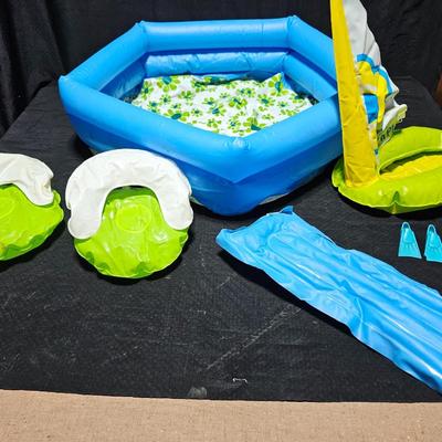 Vintage 1980’s Barbie Blow Up Pool, Sailboat, chairs and more