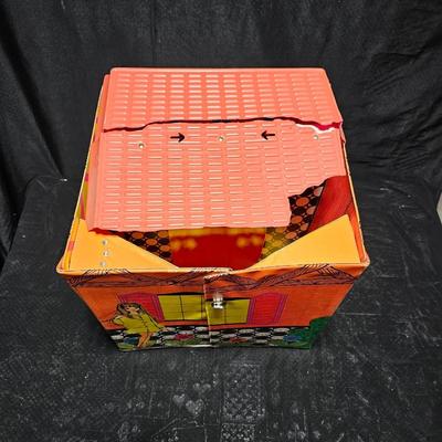 Mod Barbie Family House 1968 Has some accessories and two barbie dolls -roof is damaged