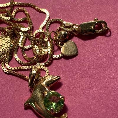 14k Gold Necklace w/ Dolphin Pendant