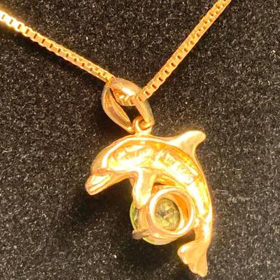 14k Gold Necklace w/ Dolphin Pendant