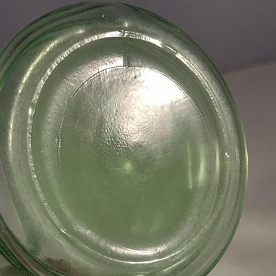 Vintage Embossed Uranium Glass Pitcher- Approx 8 1/4" Tall