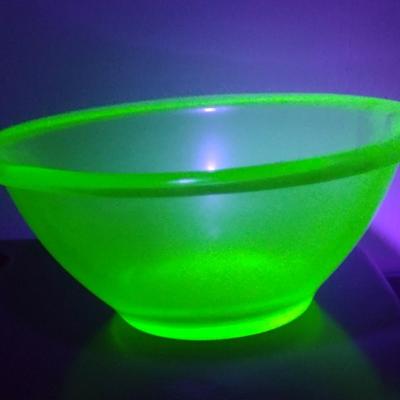 Antique Uranium Glass Mixing Bowl- Approx 9" in Diameter