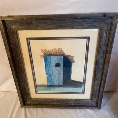 Signed Birdhouse Painting & Birdhouse (DR-ES)