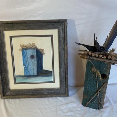 Signed Birdhouse Painting & Birdhouse (DR-ES)