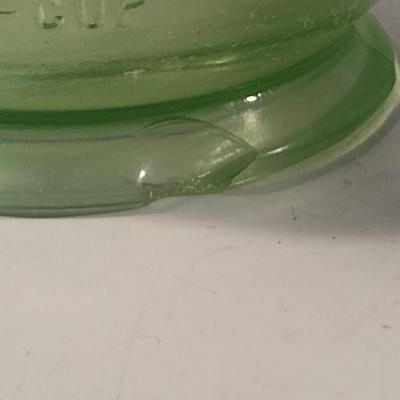 Vintage Uranium Glass Two Cup Measuring Cup with Egg Beater/Hand Mixer