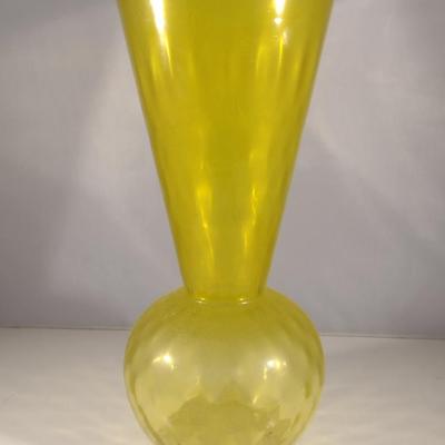 Tall Sunshine Yellow Glass Vase- Approx 12" Tall