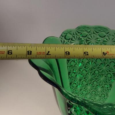 Flared Top Glass Vase with Starburst Accent Texturing- Approx 8" Tall, 8" Wide
