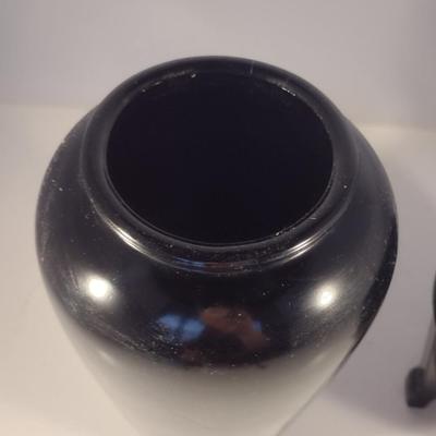 Pair of Black Glass Vases