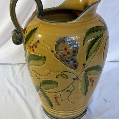 Faux Flower & Feather Display w/Italian Sur le Table Ceramic Vase (DR-ES)