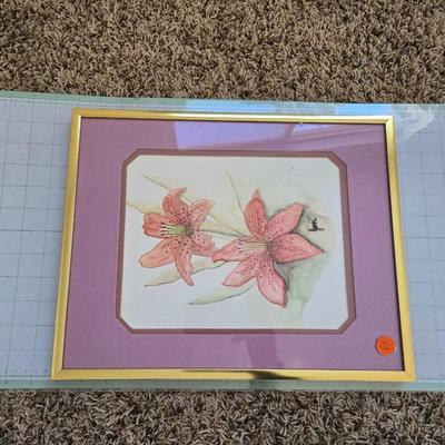 Gold frame with flower art