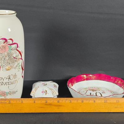 LOT 282: : "MOMENTS" Signed Book By Sarah the Duchess of York, 40TH Anniversary China, Antique Glass Pin Stamp Tray, Large...