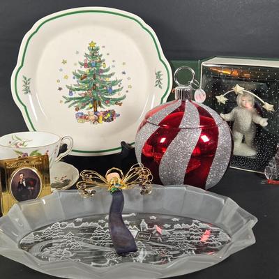 LOT 283: Christmas Lot With SNOW BABIES, MIKASA Platter, and More