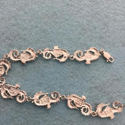 Vintage 925 Turkey sterling silver seahorse bracelet