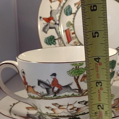 Staffordshire Fox Hunt Design China- 6 Pieces