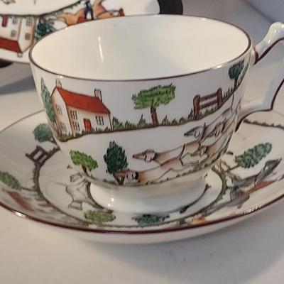 Staffordshire Fox Hunt Design China- 6 Pieces