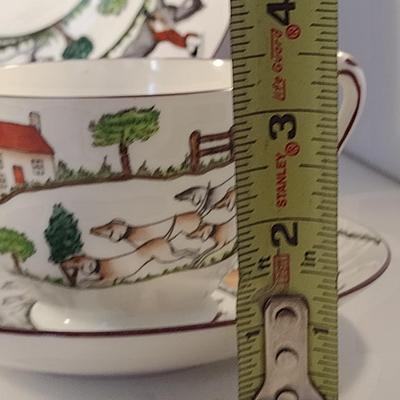 Staffordshire Fox Hunt Design China- 6 Pieces