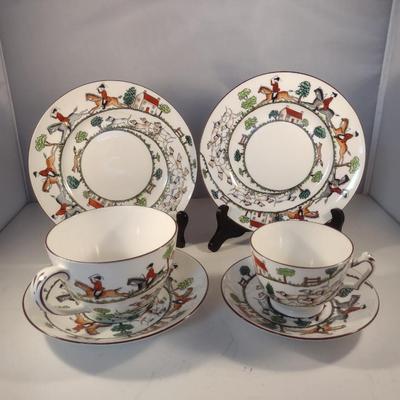 Staffordshire Fox Hunt Design China- 6 Pieces