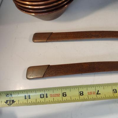 Vintage Faux Wood Salad Set with Copper Rim- 15 Piece