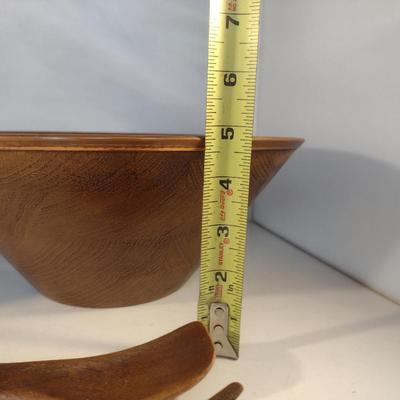 Vintage Faux Wood Salad Set with Copper Rim- 15 Piece