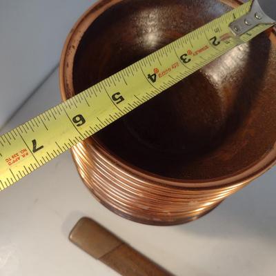 Vintage Faux Wood Salad Set with Copper Rim- 15 Piece