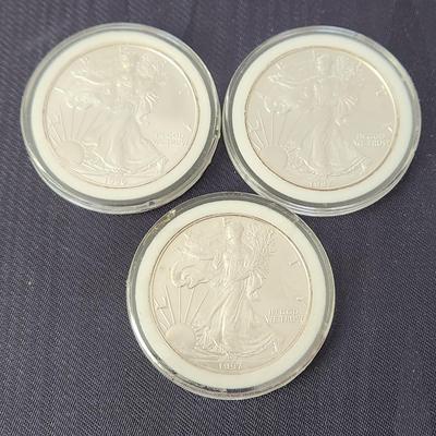 3 United States Mint American Eagle Proof Silver Bullion Coins 1996 2 1997