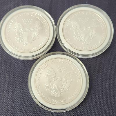 3 United States Mint American Eagle Proof Silver Bullion Coins 1996 2 1997