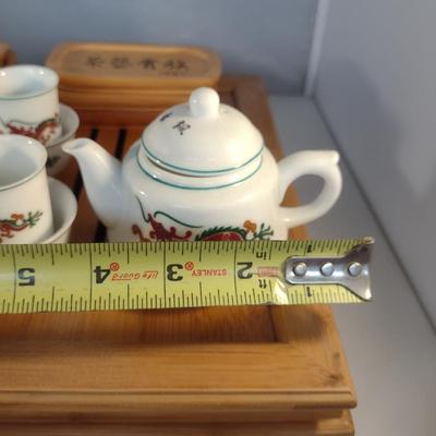 Asian Ceremonial Tea Set with Bamboo Tray/Box