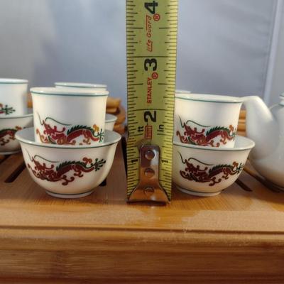 Asian Ceremonial Tea Set with Bamboo Tray/Box