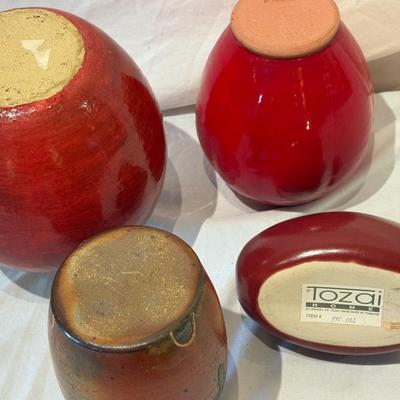 Vibrant Red Pottery Vases (LR-ES)
